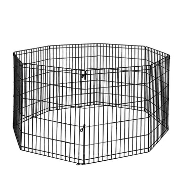 PaWz Pet Dog Playpen Puppy Exercise 8 Panel Fence Black Extension No Door 24" PaWz